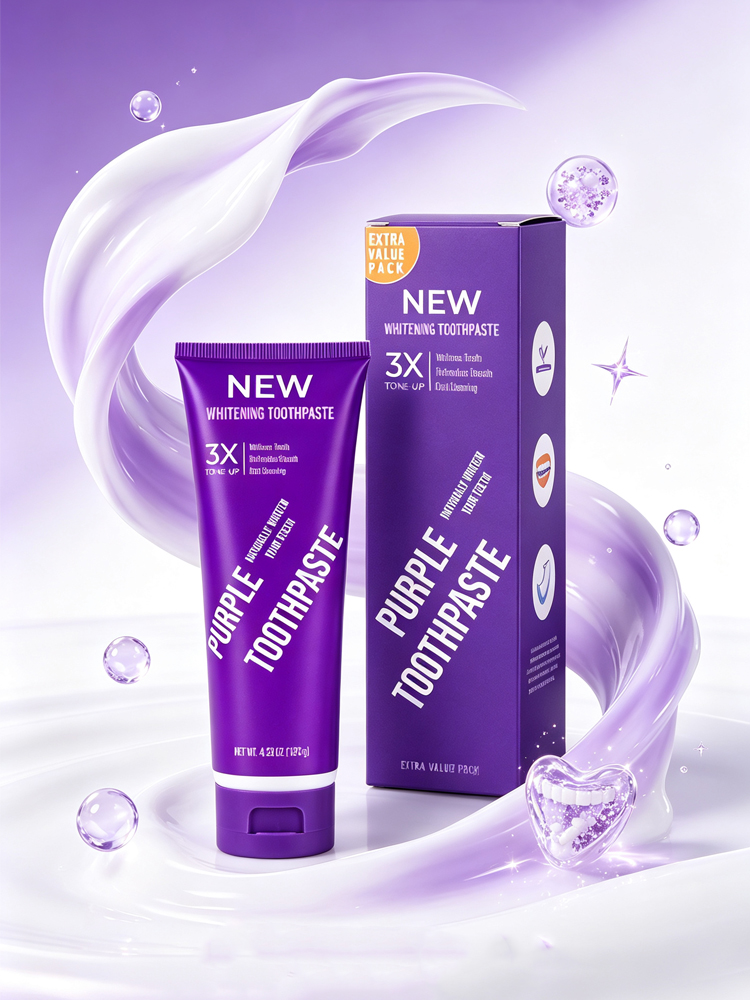 Teeth Whitening Mousse - Paarse Whitening Tandpasta Diepe Reiniging Vlekverwijdering