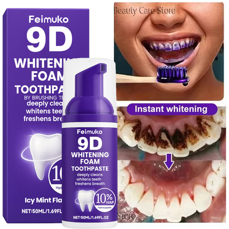 Teeth Whitening Mousse - 9D Paarse Tandenbleek Tandpasta Mousse Intensieve