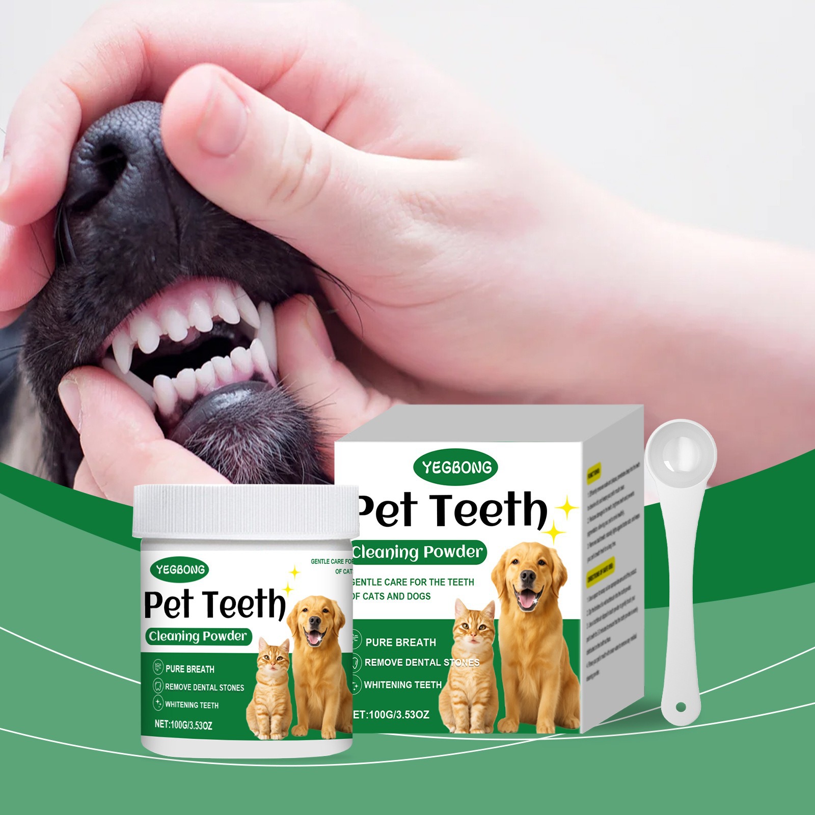 Teeth Whitening Powder - Tandenreinigingspoeder voor huisdieren Verminder tandplak Calculus