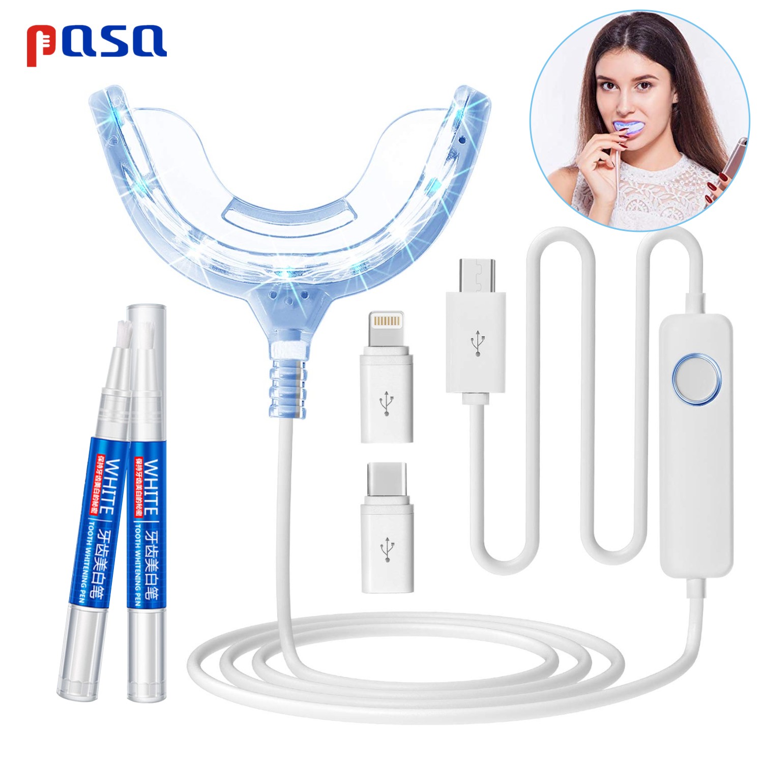 Teeth Whitening Led Kit - Draagbare LED koudblauwe licht tandenbleekset -