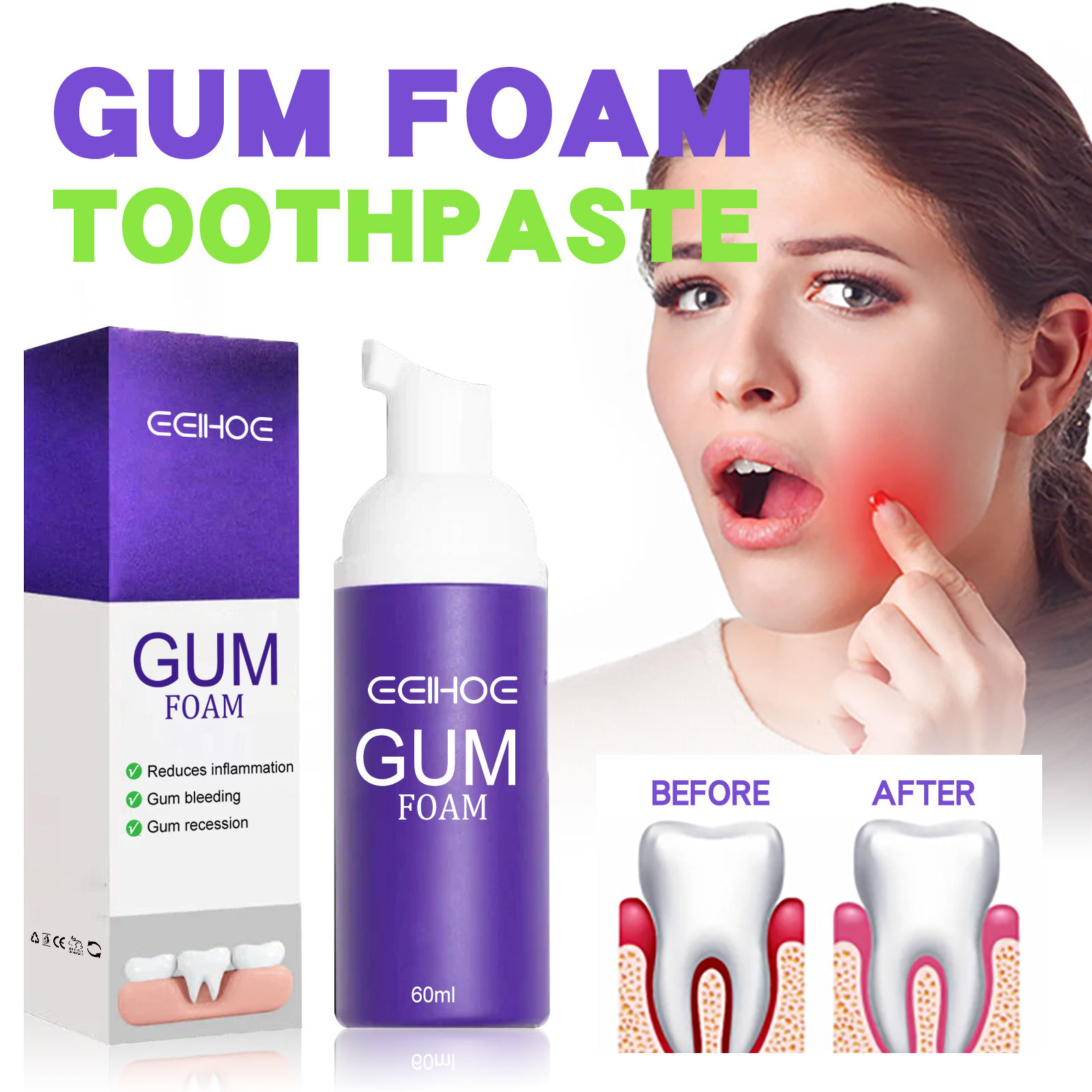 Teeth Whitening Mousse - 60ml Tanden Whitening Mousse V34 Tanden
