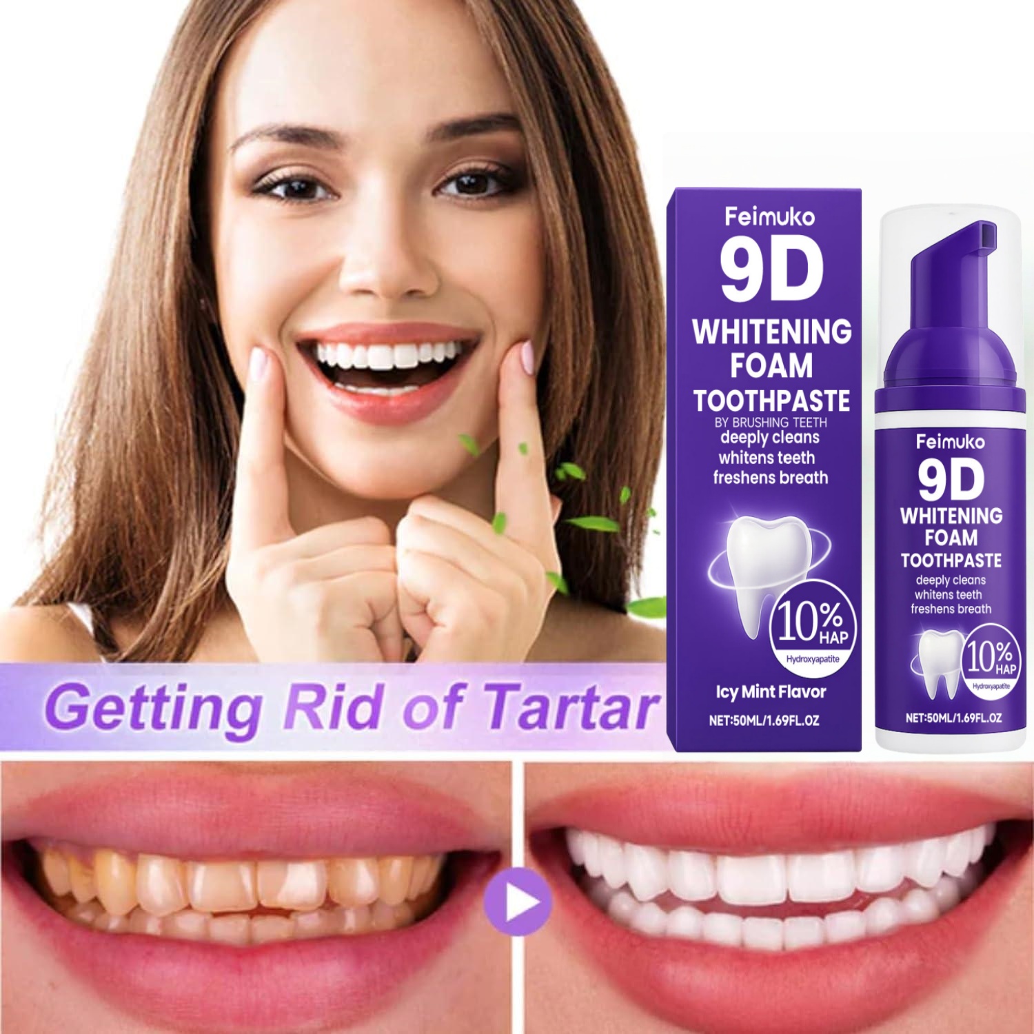 Teeth Whitening Mousse - Tandenwitmakende mousse die diepe tandvlekken verwijdert,